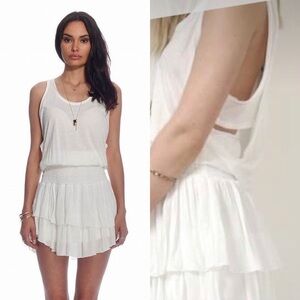 Heartloom Nala Tiered Dress Medium Mini White MSRP $108 Racerback Cutout